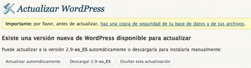 wordpress 2.9 español