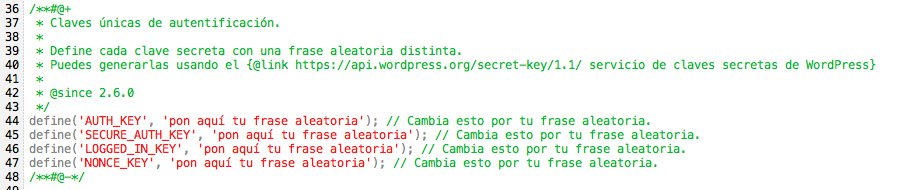 claves secretas wrodpress