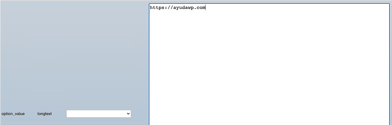 cambiar option value phpmyadmin wordpress editando