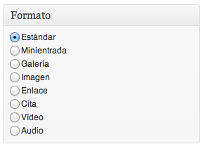 caja formatos entrada normal de WordPress