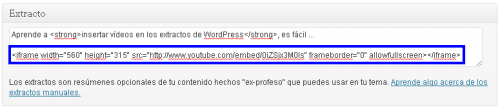 insertar videos en extractos wordpress
