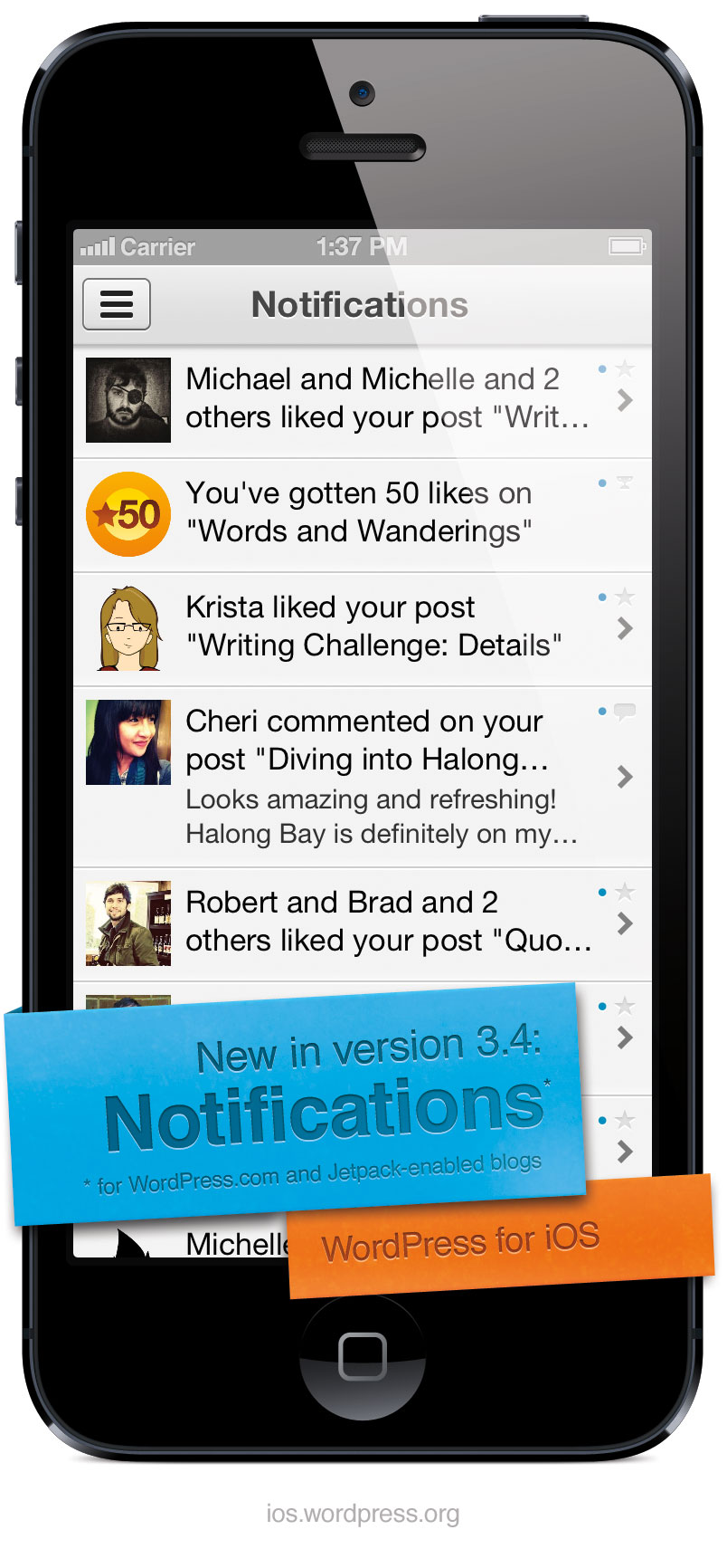 WordPress para iOS 3.4 ¡llegan los avisos!