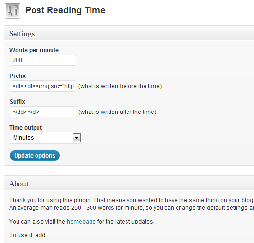 ajustes post reading time