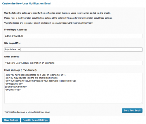 amu ajustes mensaje email