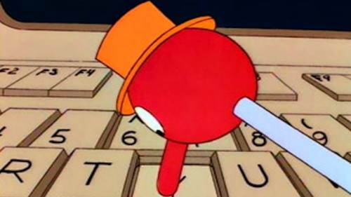 homer simpson teclado trabajo automatico en casa obeso