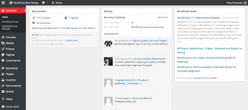 escritorio wordpress 3.8