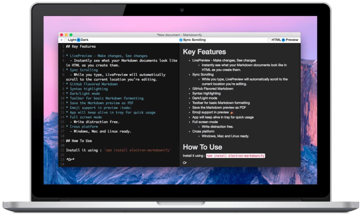 markdown laptop mac