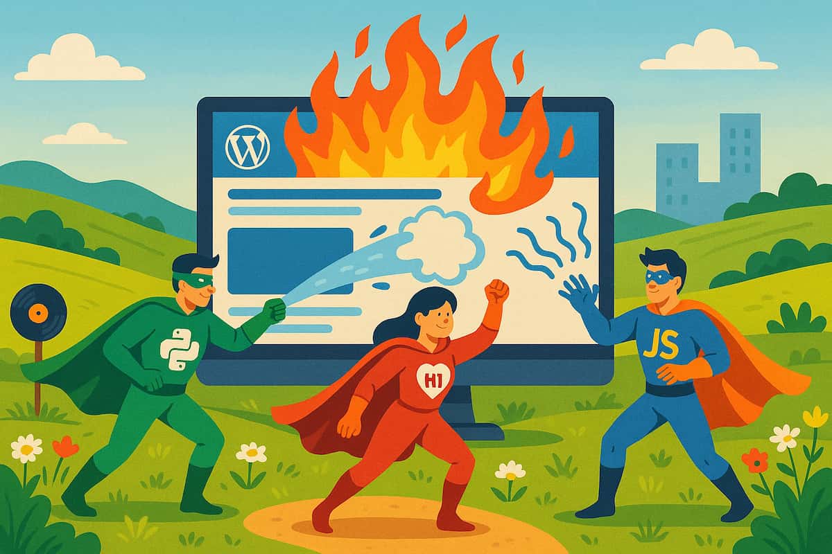 superheroes salvando wordpress