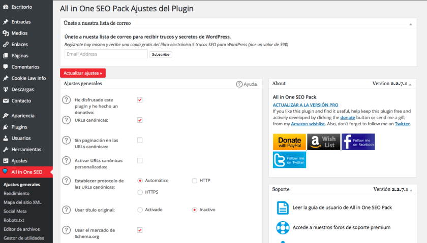 all in one seo pack español