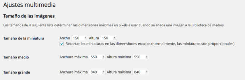 tamaño imagenes wordpress
