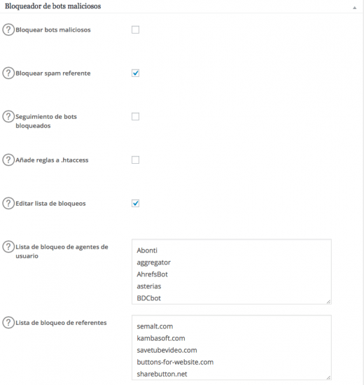 bloquear bots referrer spam all in one seo pack