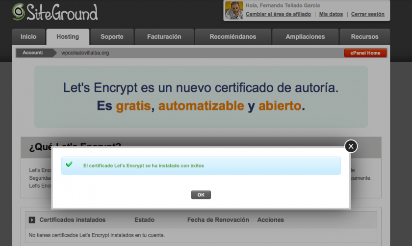 certificado ssl letsencrypt sitegorund