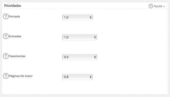 Prioridades sitemap xml wordpress