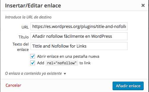 añadir nofollow facilmente en wordpress