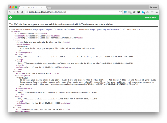 feed xml web wix