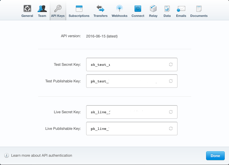 claves api stripe