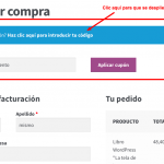 Aplicar cupón al finalizar compra