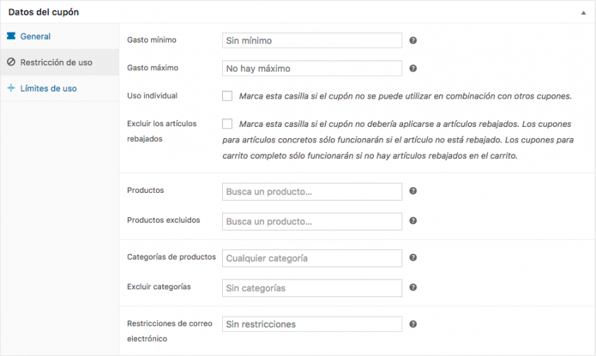 restricciones-de-uso-de-cupones-descuento-woocommerce
