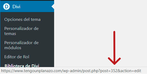 ID de la plantilla o módulo de Divi