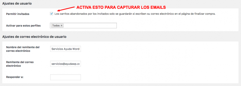 capturar emails carritos abandonados woocommerce