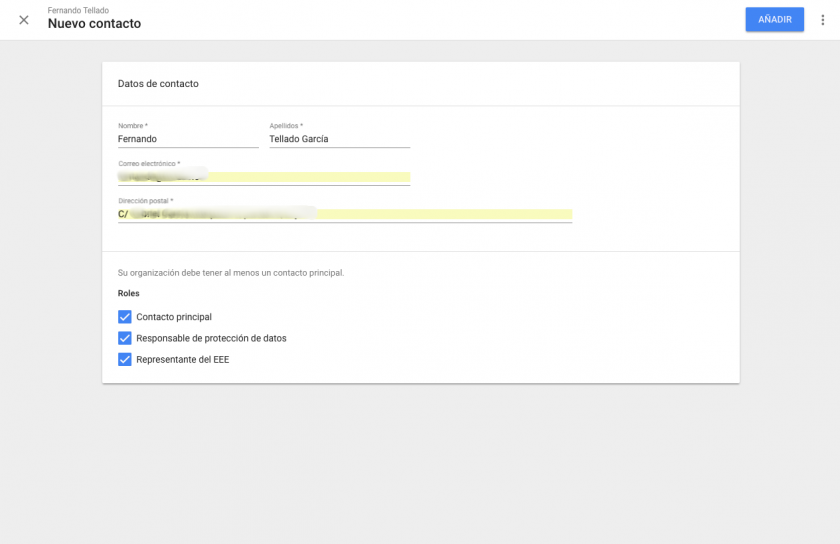 añadir contacto atd google suite