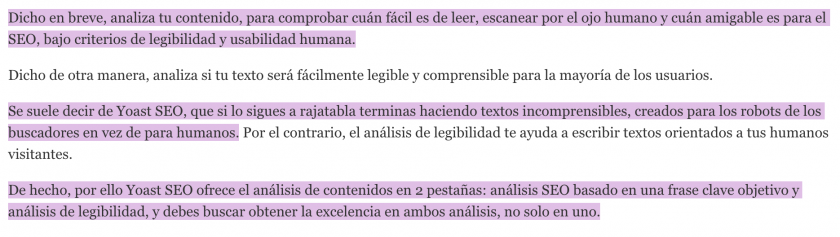 deteccion de frases largas del analisis de legibilidad de yoast seo