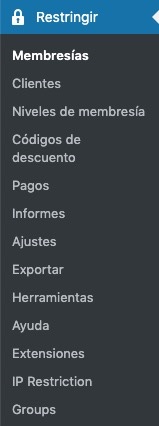 Barra de Restrict Content Pro