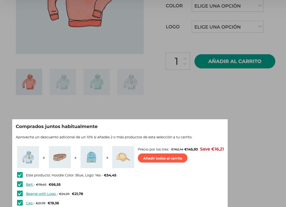 yith frequently bought together sobre pestanas