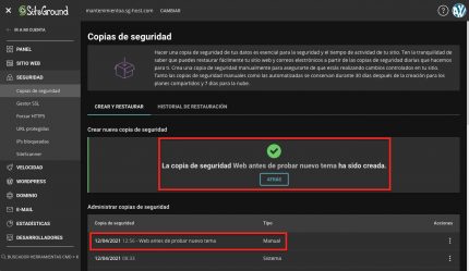 backup adicional siteground creado