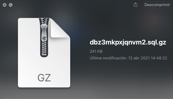archivo comprimido gzip base datos