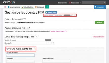 Crear FTP CDmon