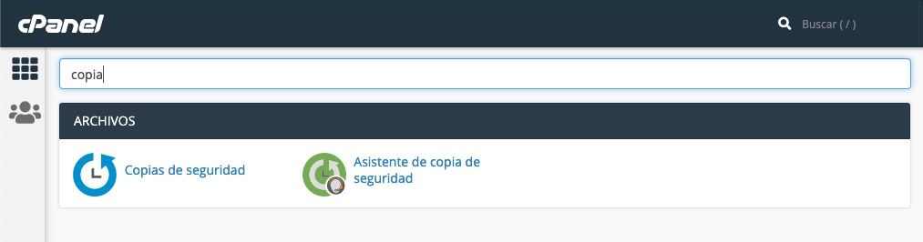 copias seguridad cpanel