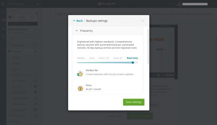 Backup cada hora managewp