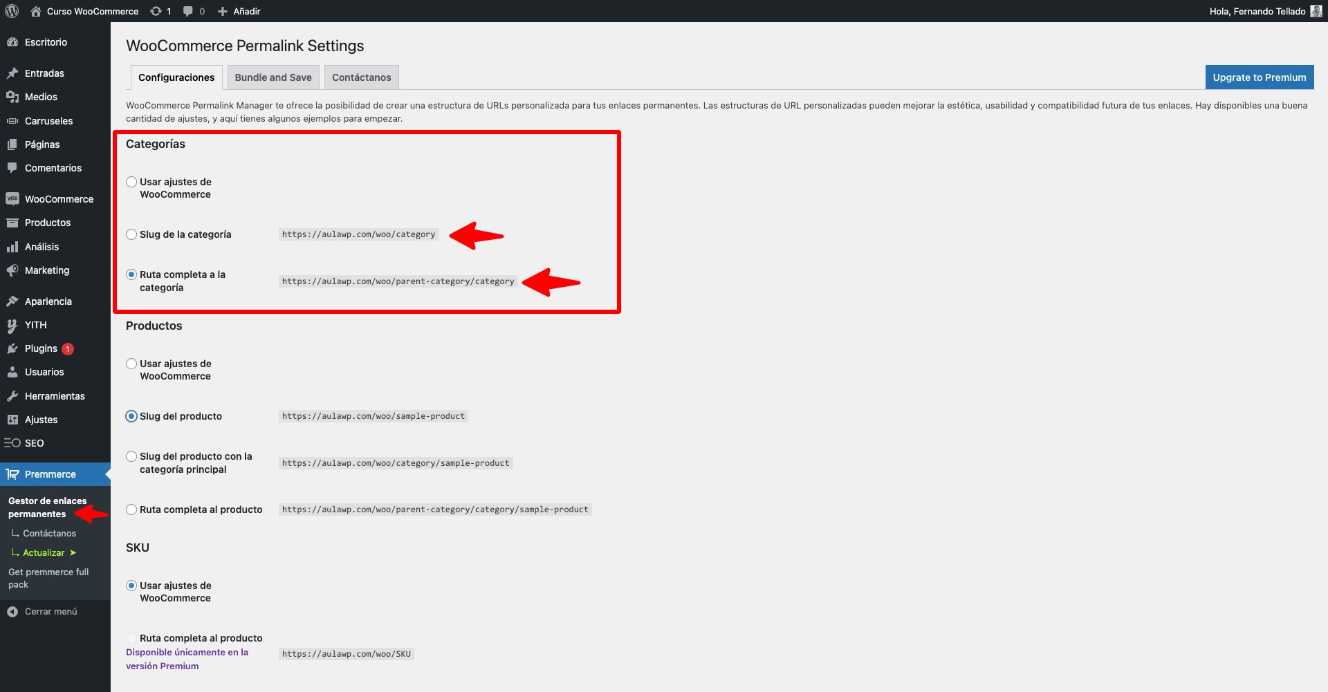 cambiar slug categoria producto premmerce wordpress