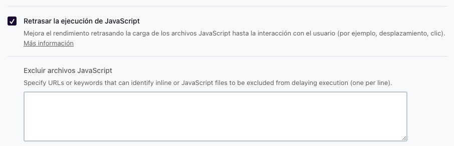 exclusiones retrasar ejecucion javascript wp rocket
