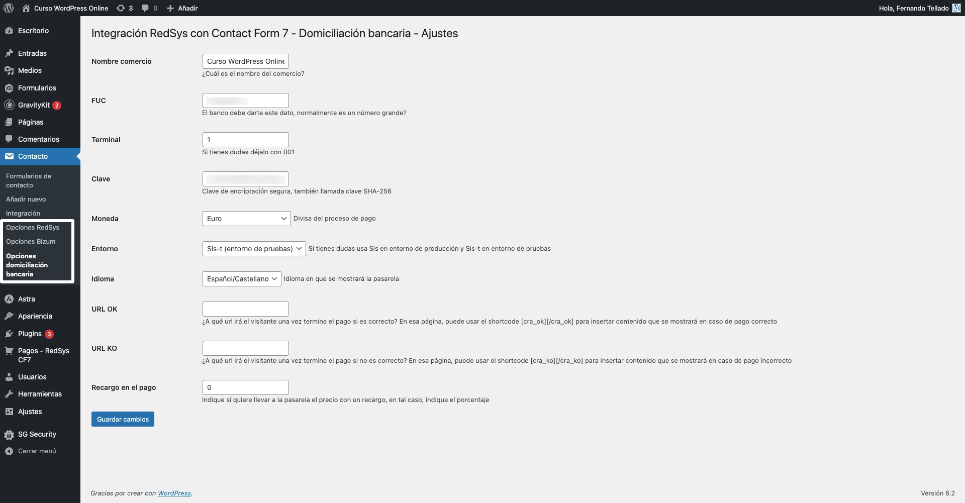 ajustes transferencia cf7