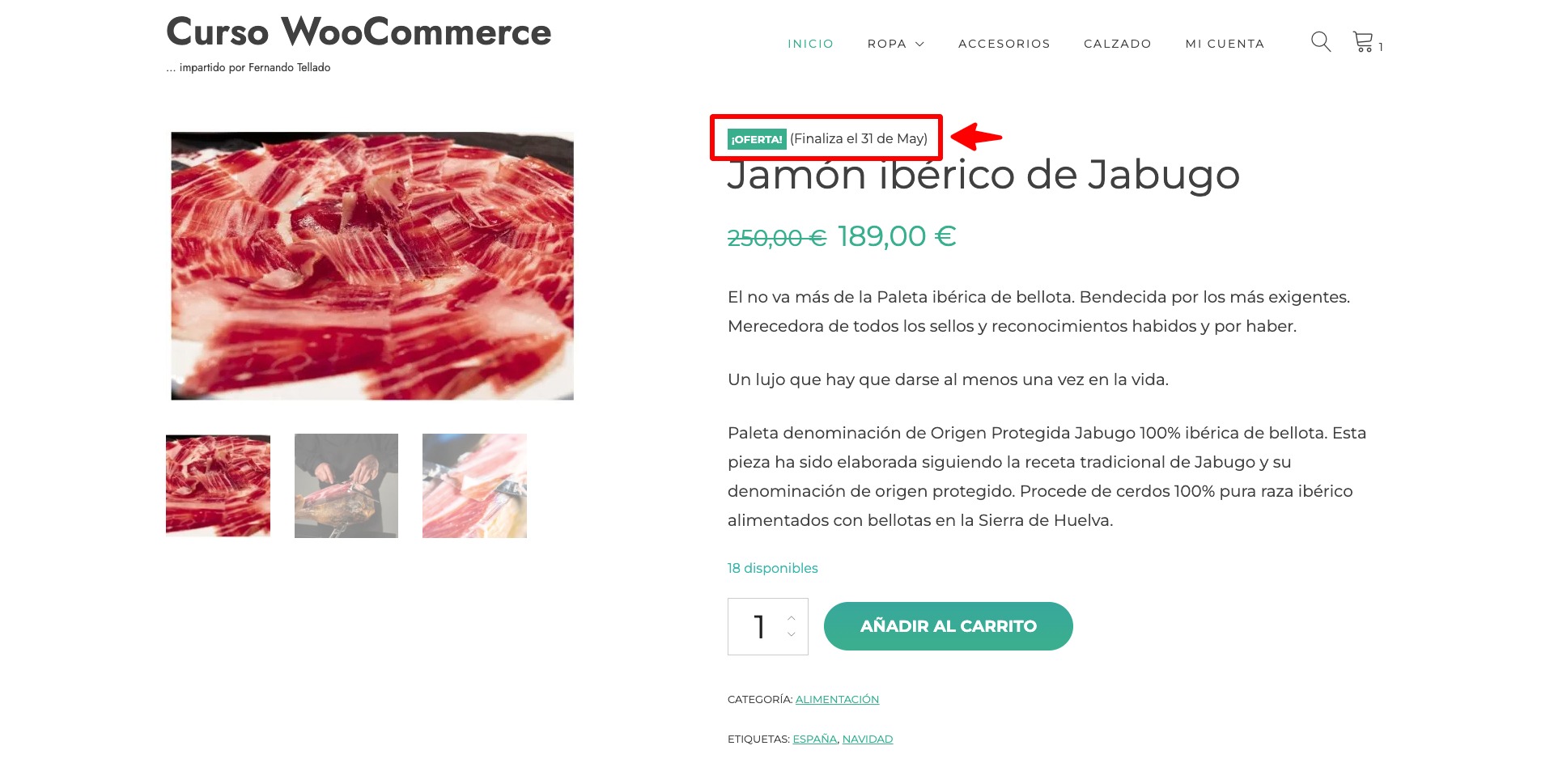 mostrar fecha fin oferta woocommerce