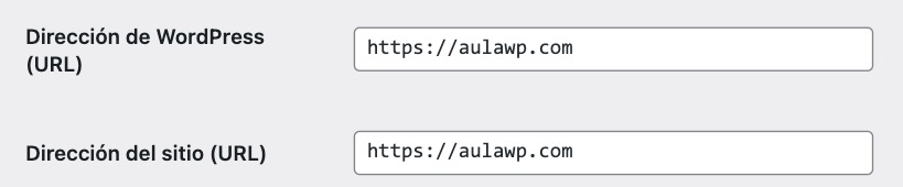 ajustes direccion url sitio y wordpress