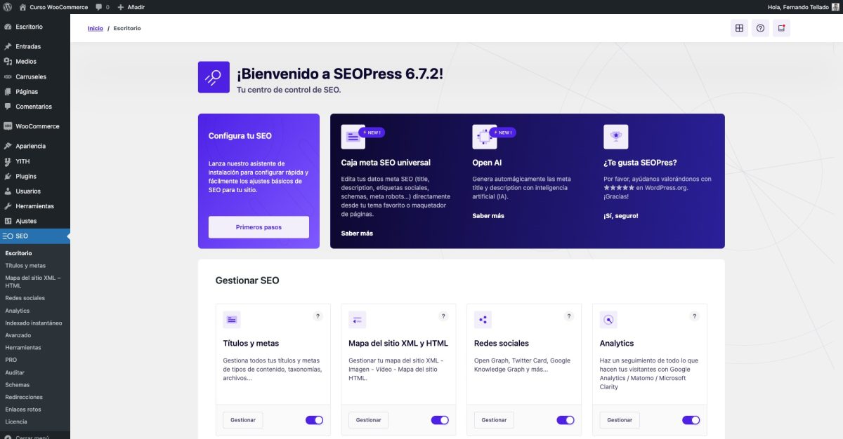 escritorio curso woocommerce — wordpress