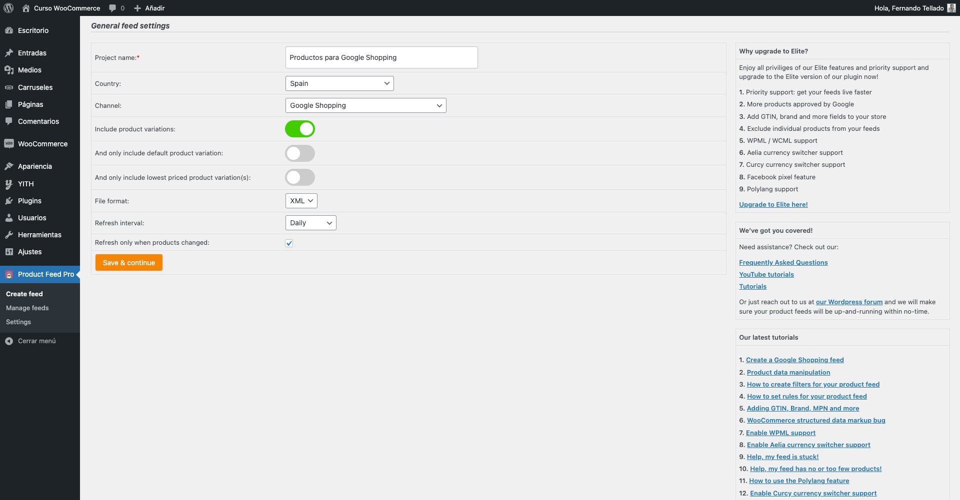 feed configuration product feed pro
