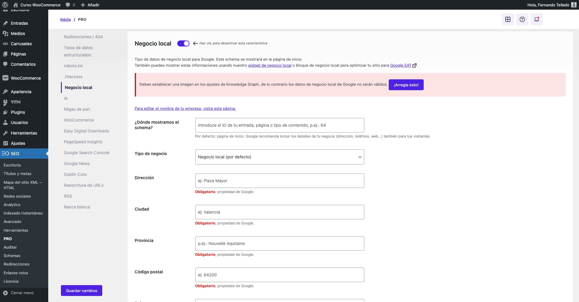 pro curso woocommerce — wordpress negocio local