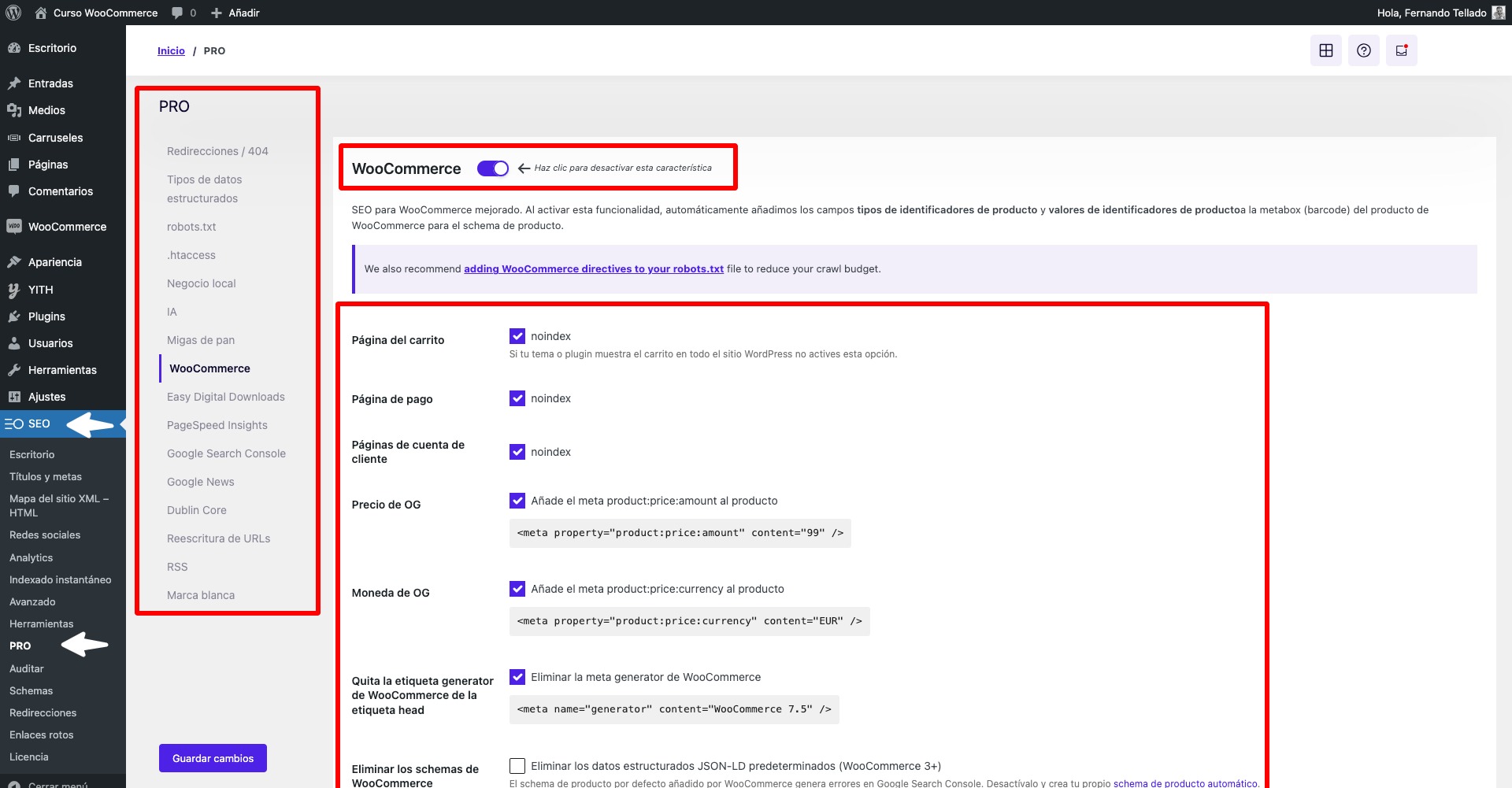 pro curso woocommerce — wordpress