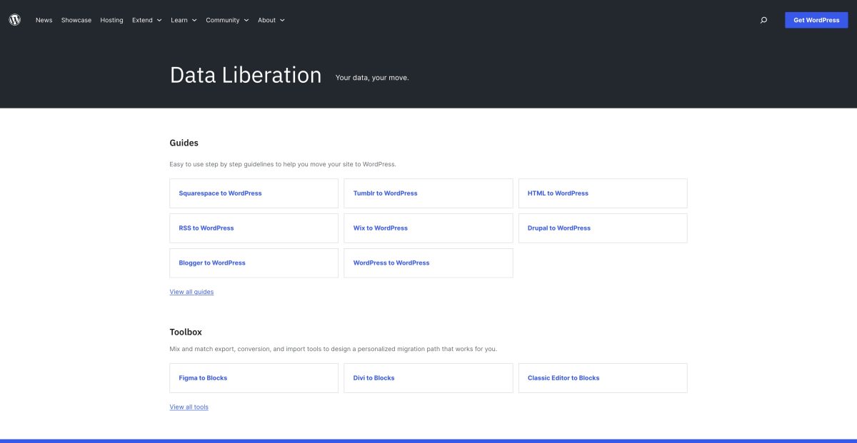 data liberation wordpress