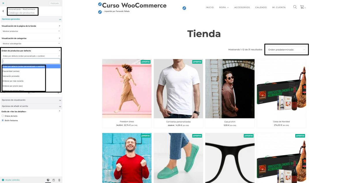 personalizar orden productos catalogo woocommerce