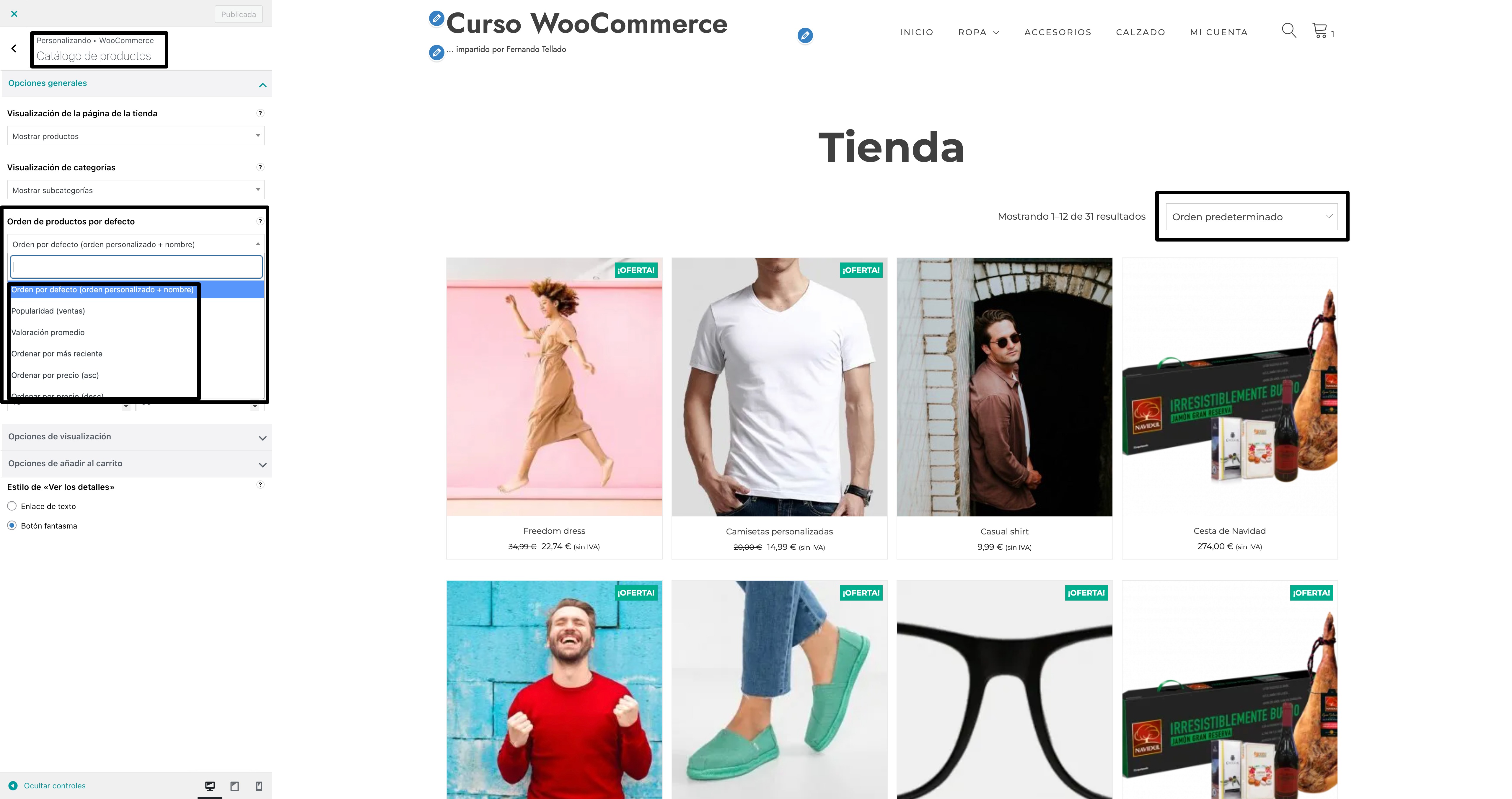 personalizar orden productos catalogo woocommerce