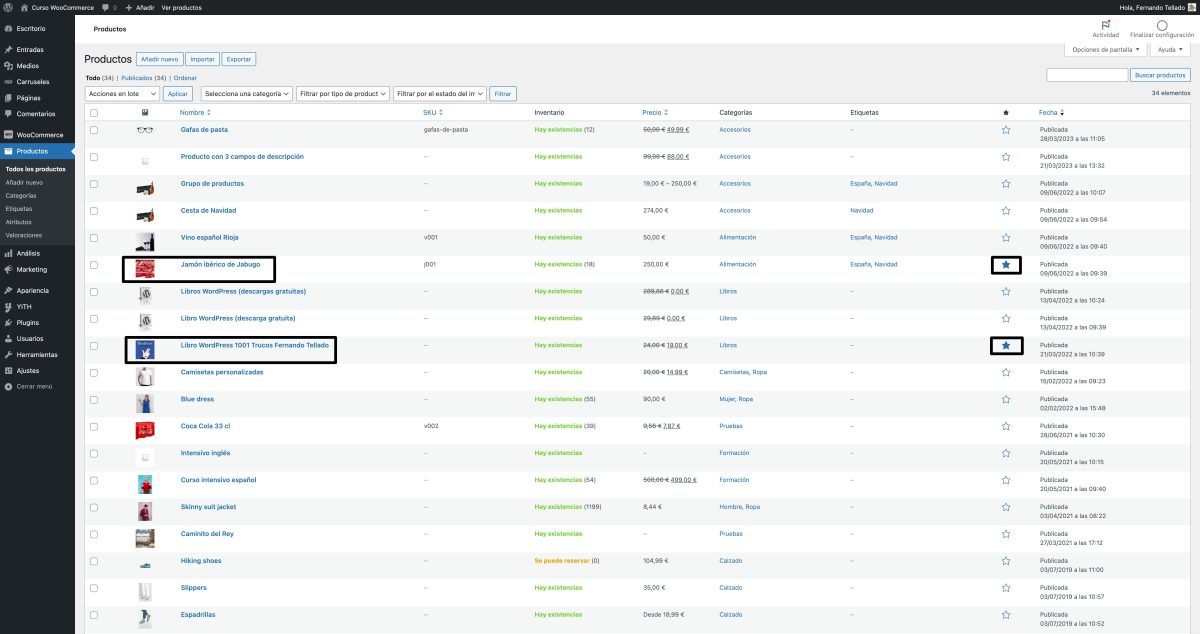 productos woocommerce destacados
