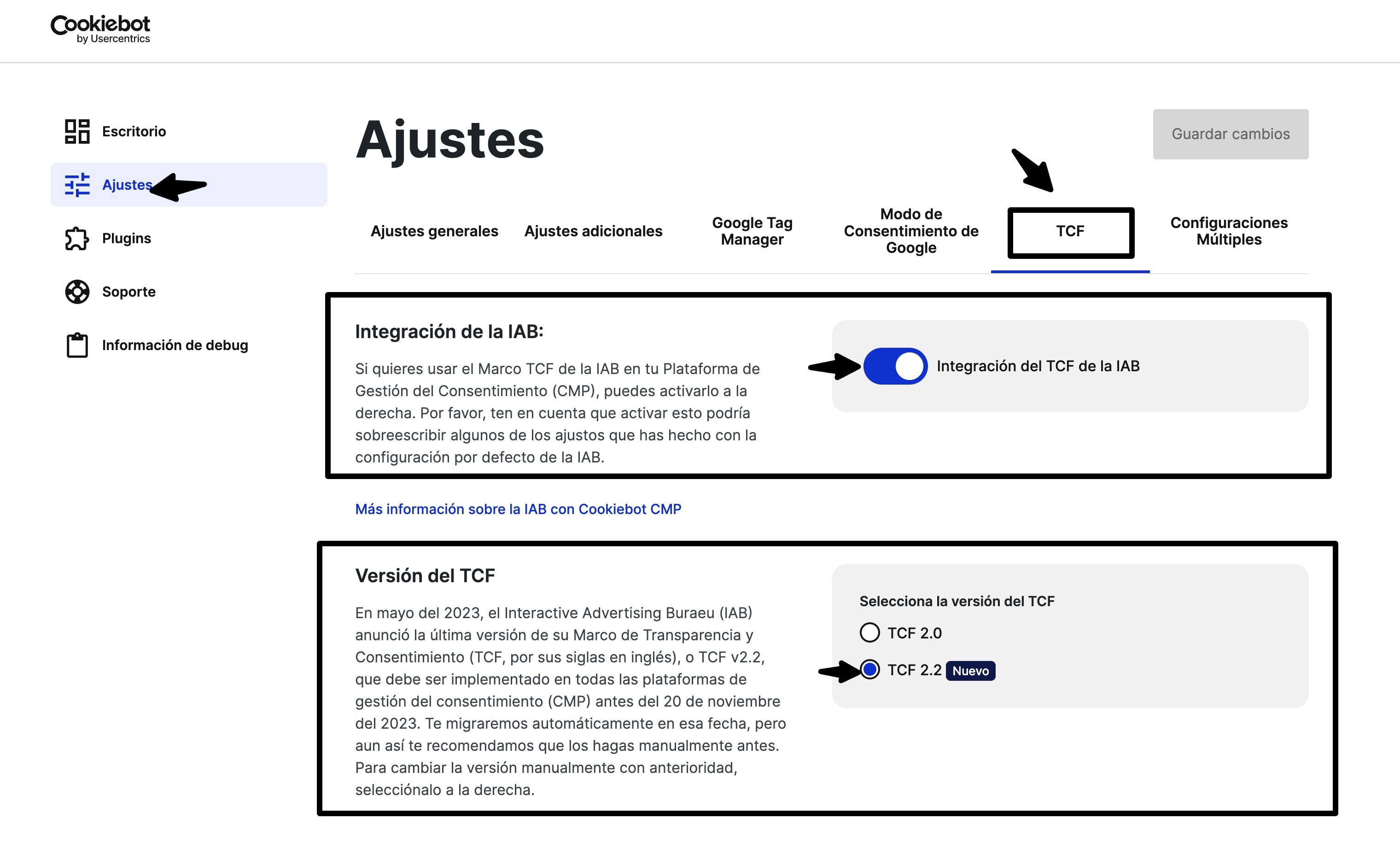 cookiebot tcf activar gratis