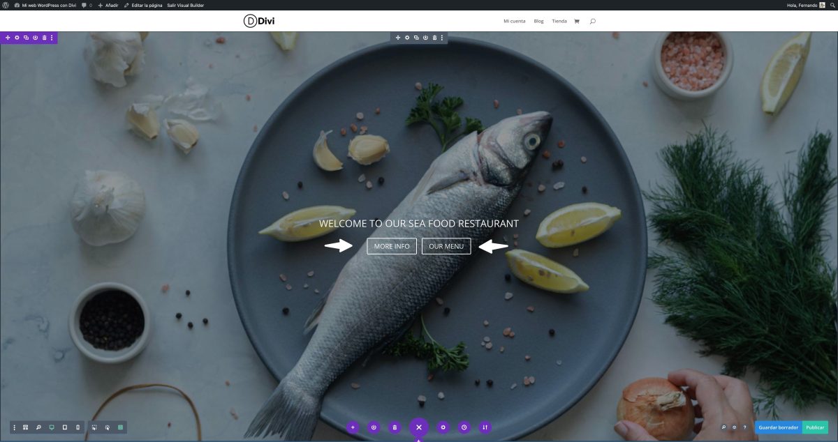 divi titulo ancho completo con dos botones escritorio