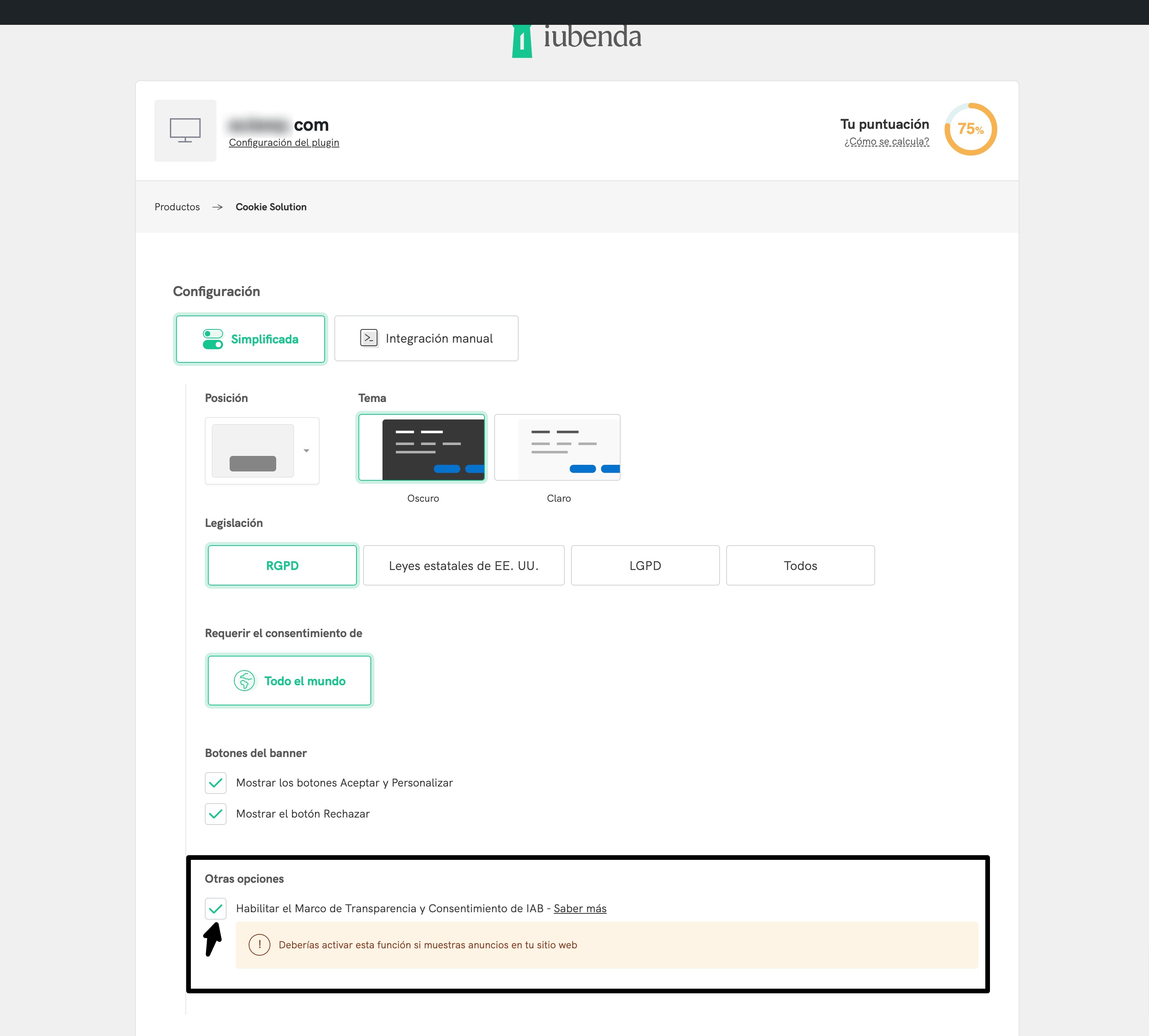 iubenda tcf v2 activo version gratuita
