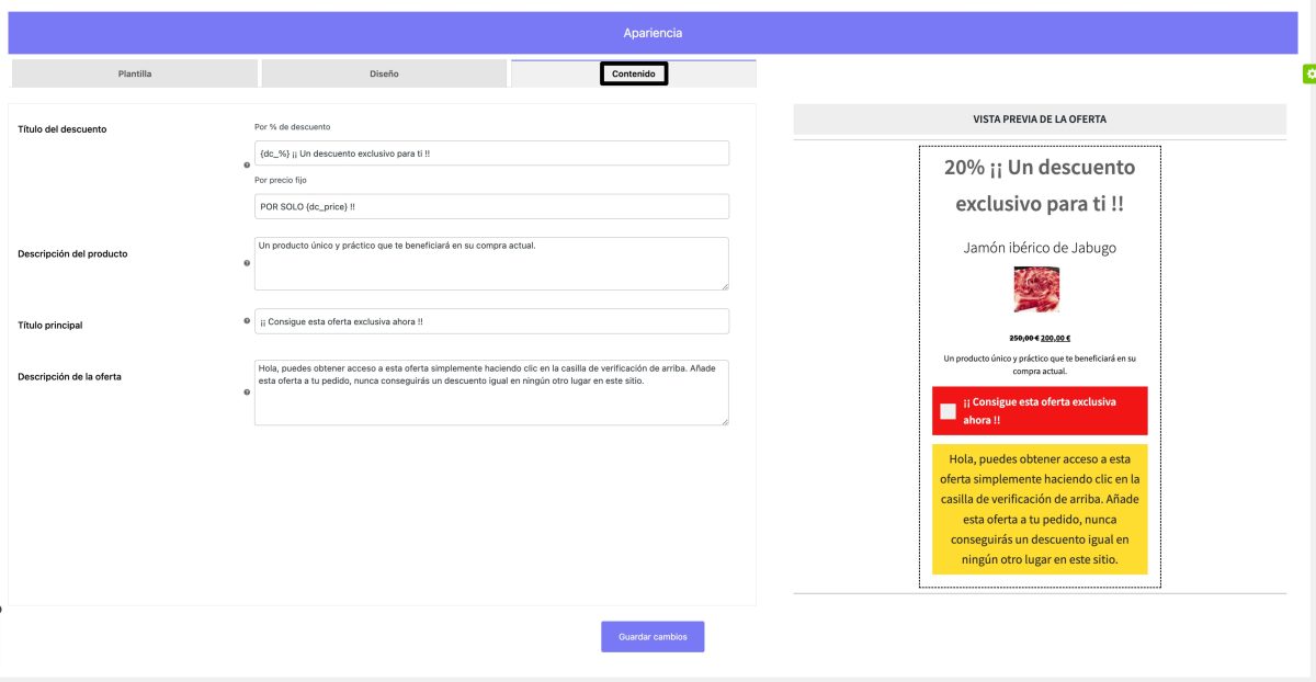 oferta ampliacion pedido contenidio